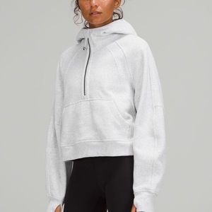 Scuba oversized half zip hoodie - light grey